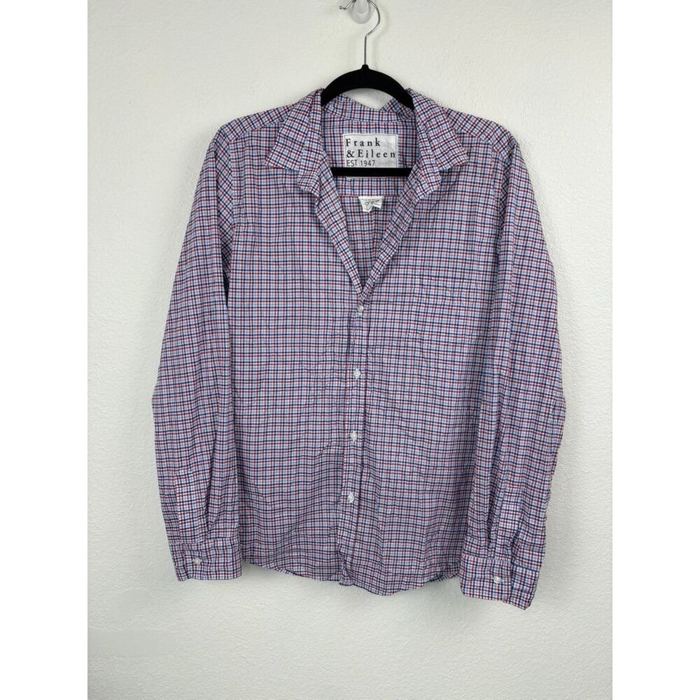 Frank and Eileen women's XL blue red checked Barry long sleeve button down shirt